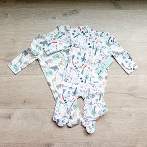 Aden + Anais Animal Dinosaur Baby Footie Pajamas Set -  3-6m